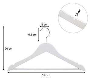 Set de 10 umerase din lemn pentru copii, Songmics, Alb, 35x1.2x20 cm