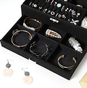 Cutie bijuterii, Songmics, Negru, 27x18.5x10.5 cm