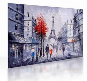 Tablou pe sticlă - Străzi din Paris, pictură în ulei (70x50 cm)