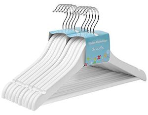 Set de 10 umerase din lemn pentru copii, Songmics, Alb, 35x1.2x20 cm