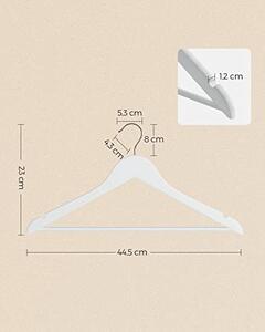 Set de 20 umerase din lemn, Songmics, Alb, 44.5x23x1.2 cm