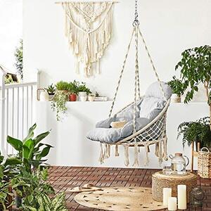 Scaun hamac, Songmics, Gri, 133x80x80 cm