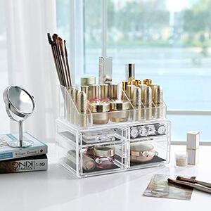 Organizator cosmetice machiaj, Songmics, Transparent, 23.8x15.3x18.8 cm