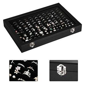 Cutie de bijuterii, Songmics, Negru, 35x24x4.5 cm