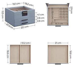 Cutie bijuterii, Songmics, Albastru, 23.1x20.3x13.5 cm