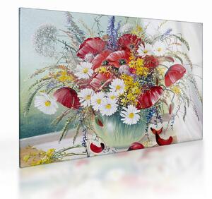 Tablou pe sticlă - Vază cu flori sălbatice (70x50 cm)