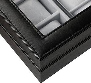 Cutie pentru ceasuri de mana, Songmics, Negru, 30.2x19x8.3 cm