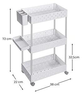 Raft pentru bucatarie, Songmics, Alb, 38x22x72 cm