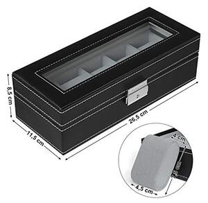 Cutie pentru ceasuri de mana, Songmics, Negru, 26.5x11x8.5 cm