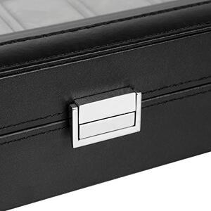 Cutie pentru ceasuri de mana, Songmics, Negru, 30.2x19x8.3 cm