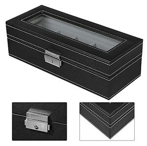Cutie pentru ceasuri de mana, Songmics, Negru, 26.5x11x8.5 cm