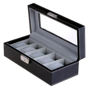 Cutie pentru ceasuri de mana, Songmics, Negru, 26.5x11x8.5 cm