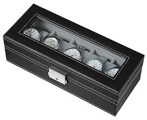 Cutie pentru ceasuri de mana, Songmics, Negru, 26.5x11x8.5 cm