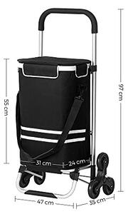 Carucior pentru cumparaturi, Songmics, Negru, 47x35x97 cm