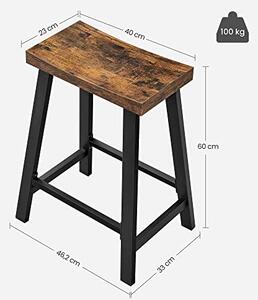 Set 2 scaune de bar, Vasagle, Negru , 46.2x33x60 cm