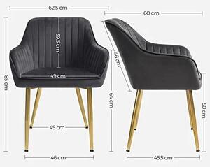 Scaun dining, Songmics, Gri-Auriu, 62.5x60x85 cm