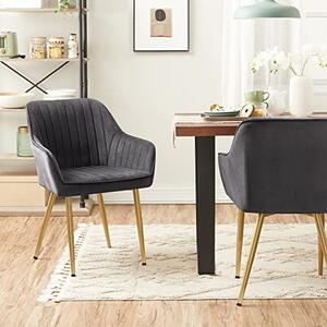 Set 2 scaune dining, Songmics, Gri, 62.5x60x85 cm