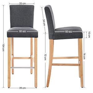 Scaun de bar, Songmics, Gri, 39x51.5x104 cm