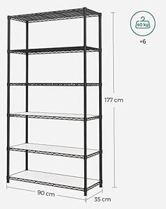 Raft de depozitare, Songmics, Negru-Alb, 90x35x177 cm