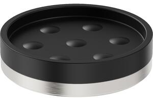 Mexen Triv, suport săpun de perete, negru mat / oțel periat, 70A33057-97B