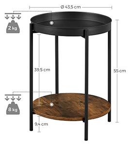 Set 2 masute laterale, Vasagle, Negru, 43x43x55 cm