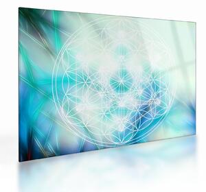 Tablou pe sticlă - Merkaba pe un fundal turcoaz (70x50 cm)