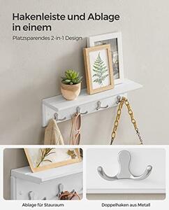 Cuier, Songmics, Alb, 40x10.5x10.5 cm