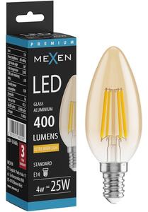 Mexen Vintis, Bec LED cu filament E14, C35, 4 W, alb cald 2200K, chihlimbar, L154-E14-0422-50