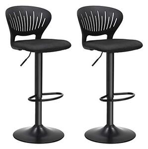 Set 2 scaune de bar, Songmics, Negru, 40x42x(85-107) cm