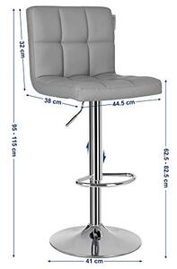 Set 2 scaune de bar, Songmics, Gri, 38x44.5x(95-115) cm