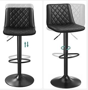 Set 2 scaune de bar, Songmics, Negru, 47x51x(88.5-108.5) cm