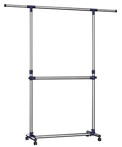 Cuier stender, Songmics, Argintiu-Albastru, 90-166x113-198x49 cm