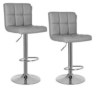 Set 2 scaune de bar, Songmics, Gri, 38x44.5x(95-115) cm