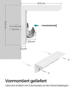 Cuier, Songmics, Alb, 40x10.5x10.5 cm