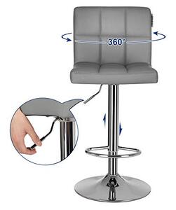 Set 2 scaune de bar, Songmics, Gri, 38x44.5x(95-115) cm