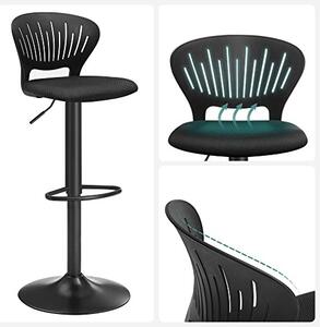 Set 2 scaune de bar, Songmics, Negru, 40x42x(85-107) cm