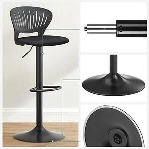 Set 2 scaune de bar, Songmics, Negru, 40x42x(85-107) cm