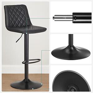 Set 2 scaune de bar, Songmics, Negru, 47x51x(88.5-108.5) cm