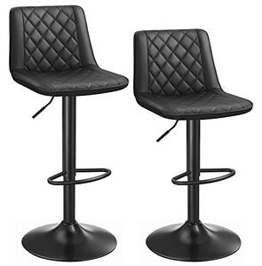 Set 2 scaune de bar, Songmics, Negru, 47x51x(88.5-108.5) cm