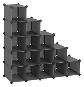Set 15 cuburi modulare din plastic pentru depozitare, Songmics, Gri, 91x36x91 cm
