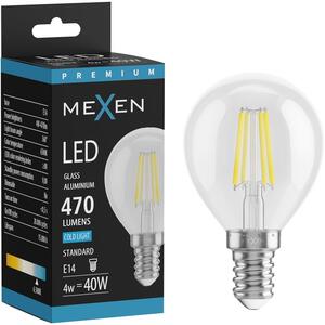 Mexen Vintis, Bec LED cu filament E14, G45, 4 W, alb rece 6500K, transparent, L156-E14-0465-00