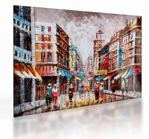 Tablou pe sticlă - Hong Kong, pictură în ulei (70x50 cm)