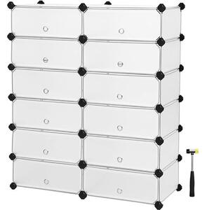 Set 12 cuburi modulare din plastic pentru depozitare, Songmics, Alb, 83x31x105 cm