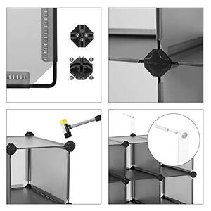 Set 15 cuburi modulare din plastic pentru depozitare, Songmics, Gri, 91x36x91 cm