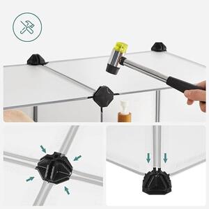 Set 12 cuburi modulare din plastic pentru depozitare, Songmics, Alb, 83x31x105 cm