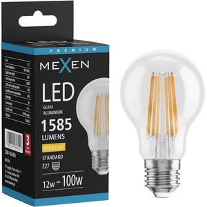 Mexen Vintis, Bec LED cu filament E27, A60, 12 W, alb cald 2700K, transparent, L150-E27-1227-00