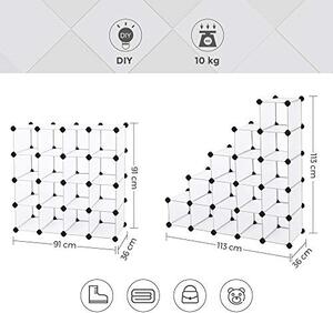 Pantofar set 15 cutii din plastic pentru depozitare, Songmics, Alb, 94x36x94 cm