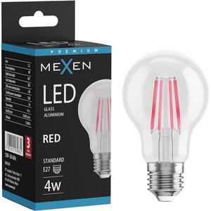 Mexen Vintis, bec LED cu filament E27, A60, 4 W, rosu, transparent, L150-E27-04XX-45
