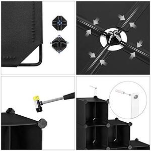 Set 15 cuburi modulare din plastic pentru depozitare, Songmics, Negru, 91x36x91 cm