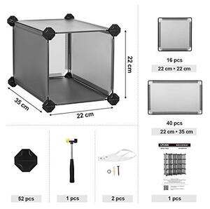 Set 15 cuburi modulare din plastic pentru depozitare, Songmics, Gri, 91x36x91 cm